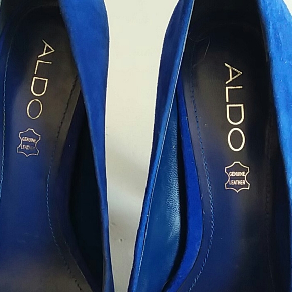 Aldo Blue suede Peeptoe block heels - Picture 4 of 8